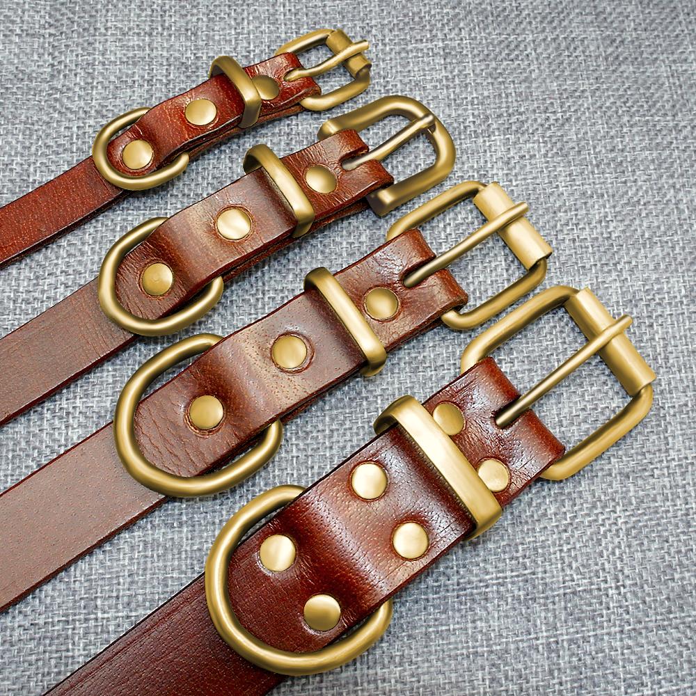 "Personalized Leather Dog Collar — Engraved Name & Phone Number"